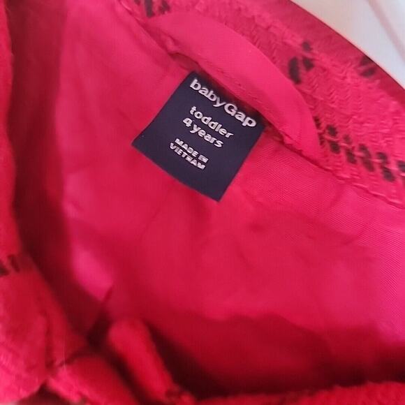 Baby Gap Red Windowpane Plaid Wool Blend Swing Coat Cape Toddler Size 4 Years - Picture 4 of 10